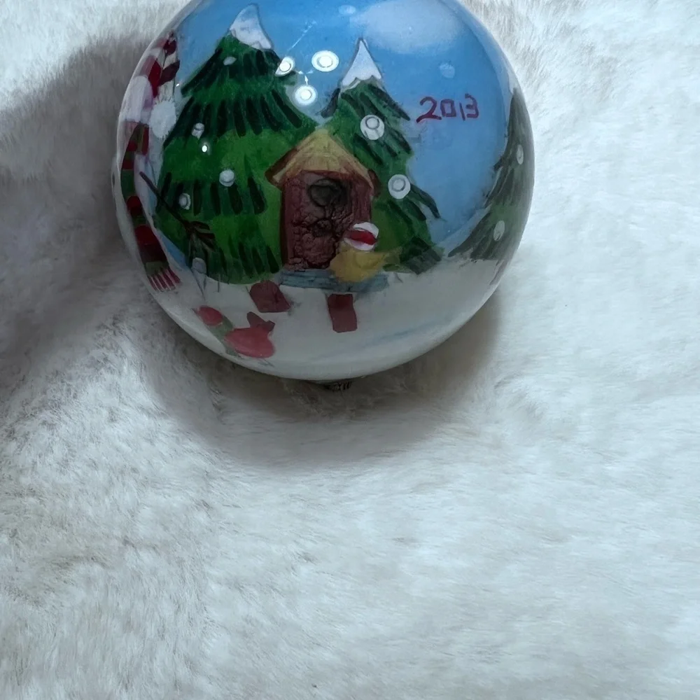 Pier 1 Imports Li Bien Snowmen glass ornament with box